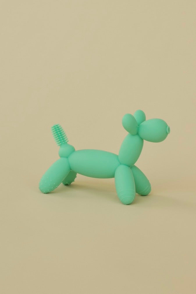 Puffling Party Animal Teether, Mint green Color, nontoxic baby teether, teething toy, silicone, mushie, mushie teether, front view