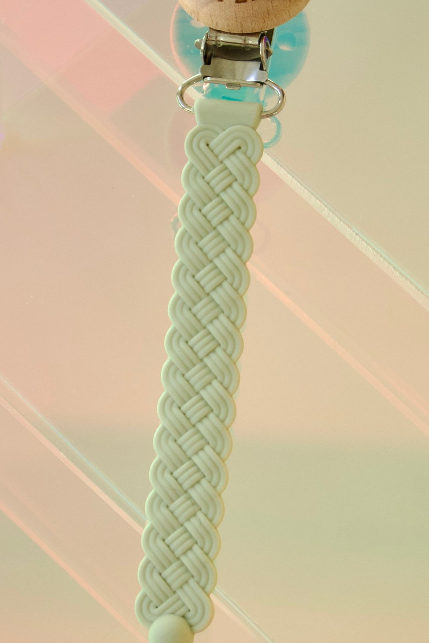 2-Pack Woven Silicone Pacifier Clip || Sage + Clay