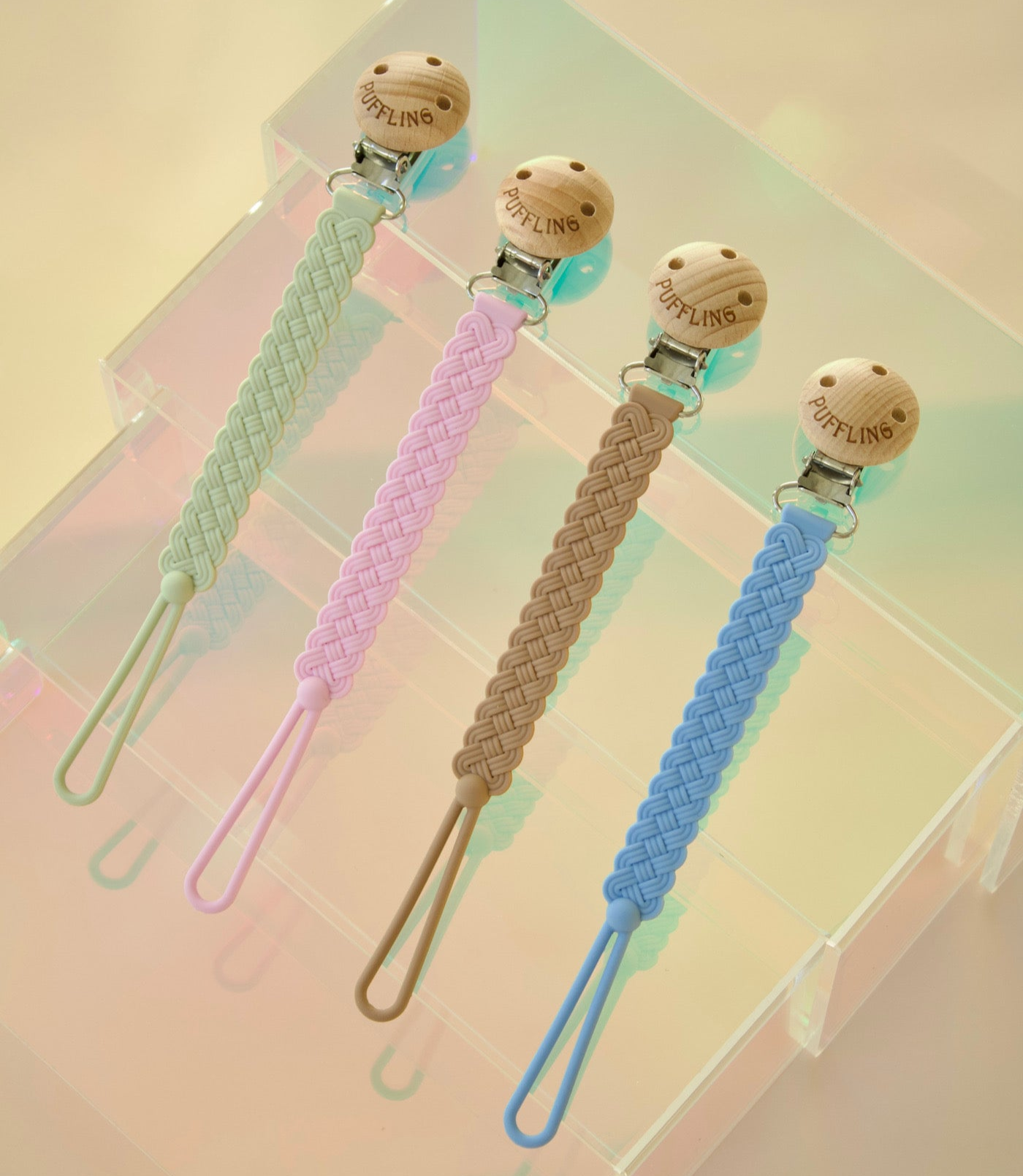 2-Pack Woven Silicone Pacifier Clip || Sage + Clay