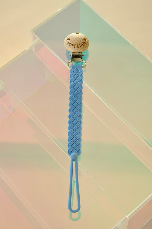 The Woven Anti-Drop Pacifier Clip || Cerulean