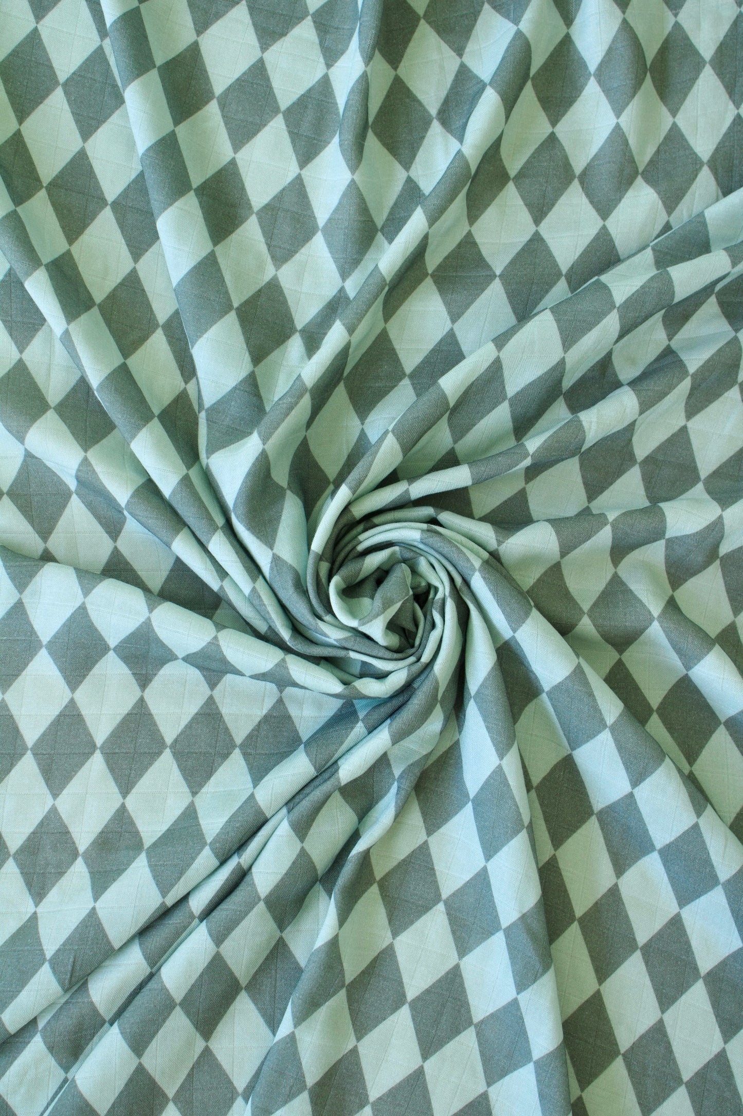 Supremely-Soft Swaddle || Faded Teal + Sky Diamond Checkerboard