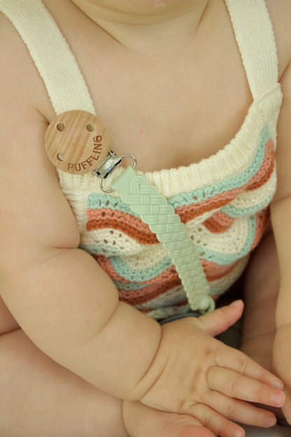 The Woven Anti-Drop Pacifier Clip || Sage