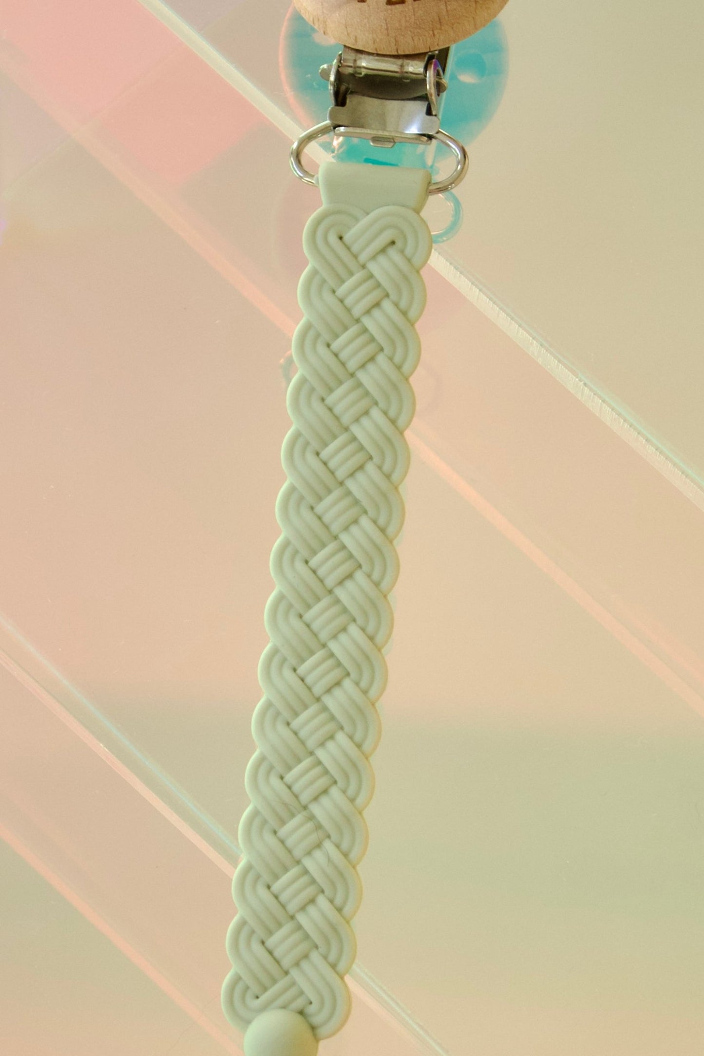 The Woven Anti-Drop Pacifier Clip || Sage