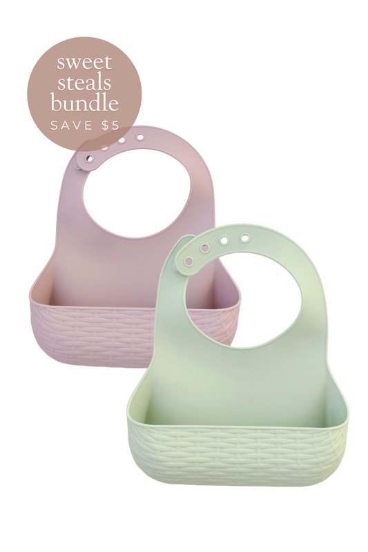 2-Pack Picnic Bib || Cherry Blossom + Matcha